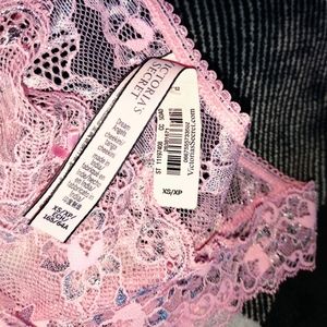 NWT! XS Victoria secret pink and silver glitter lace cheekini